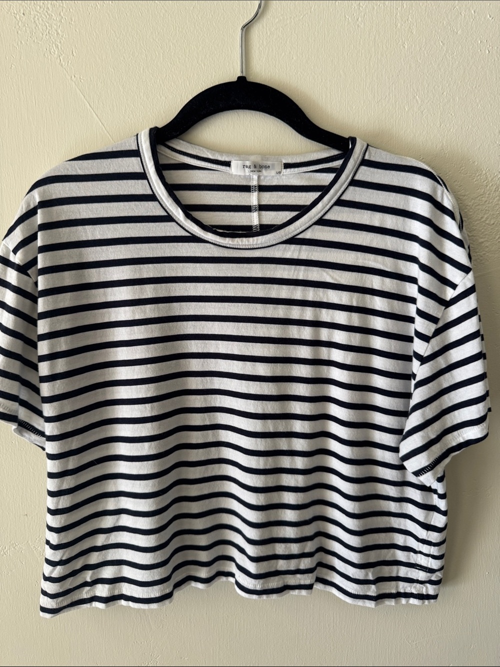 rag & bone Black and White Striped Tee
